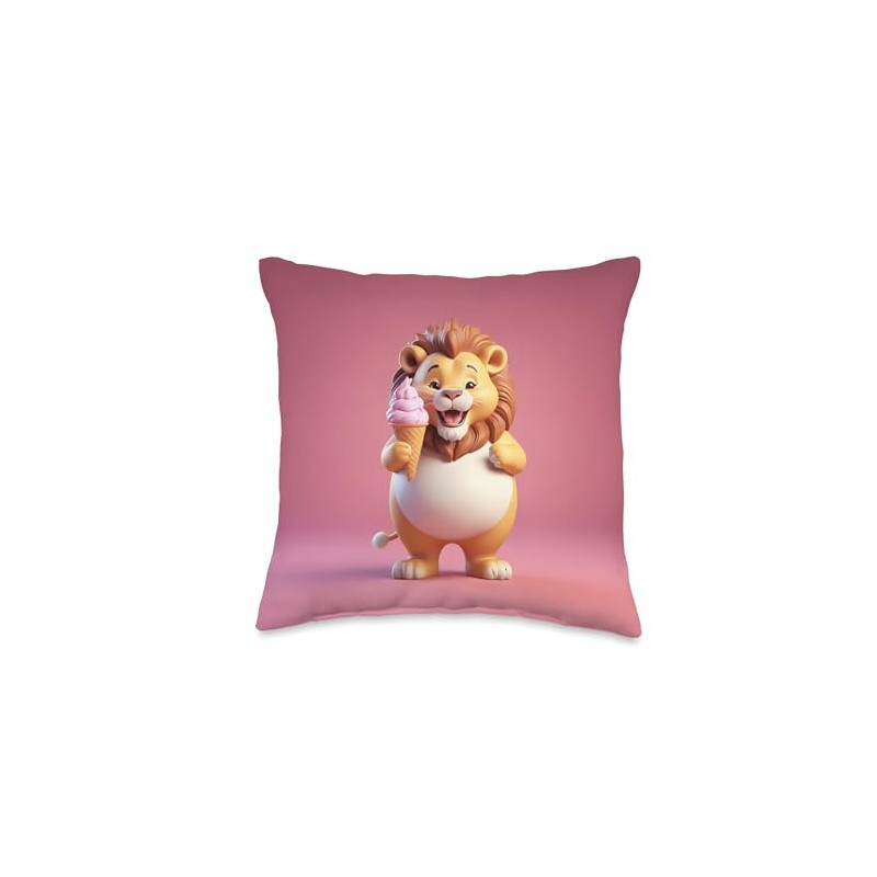 Chubby Fat Lion Ice Cream Lover Funny Animal Design Print