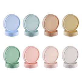 16PCS Colored Plastic Mason Jar Lids With Silicone Rings (8 Wide Mouth & 8 Regular Mouth) for Ball, Kerr and More, Food Grade & Leak-proof, 86mm & 70mm Canning Tops