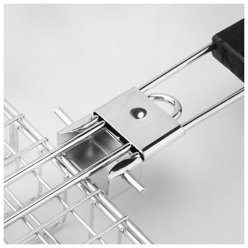 BRAVECOW BBQ Grill Basket Portable Carbon Steel Plating Folding Barbecue