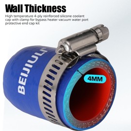 BEIJIULI 1"(25mm) ID Silicone Bypass Cap,Universal 4-Ply Reinforced Silicone Hose Cap with Clamp For Turbo Bypass Heater Vacuum Water Port Protective End Kit
