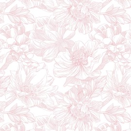 Dimoon 78.7"x17.3" Peel and Stick Wallpaper Floral Contact Paper Boho White Pink Flower Wallpaper Removable Wall Paper Self Adhesive Modern Contactpaper for Cabinets Drawers Bedroom Thicken Vinyl