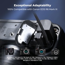 K&F CONCEPT Dummy Battery for Canon LP-E6P, D-Tap Camera Power Adapter for EOS R6V, R6 Mark III/II, R5 Mark II, R5C, R5, R6, R7, C50, 5D Mark IV/III/II, 6D Mark II, 6D, 7D Mark II