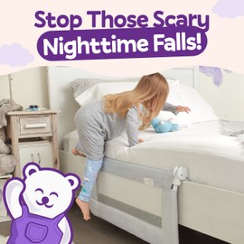 ComfyBumpy Extra Long Toddler Bed Rails - Baby Bed Rail Guard for Kids, Twin, Full, King and Queen Beds - Adjustable Bed Rail for Toddlers - Baby Bed Side Bedrails - Gray, XL (59" x 19.5"), Pack of 2