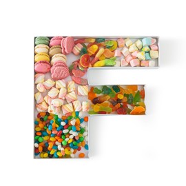 Soul & Lane Fillable Cardboard Letter Box for Charcuterie and Candy, Paper Mache Décor Tray for Birthday Parties, Weddings - Letter F