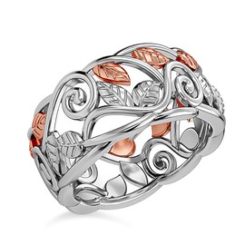 TJC Band Ring for Women in Rose Gold and Platinum Plated 925 Sterling Silver Size T with High Gloss Metal Wt. 4.5 Grams