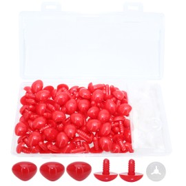 ARTCXC 50Pcs 15x20mm Red D-Shaped Plastic Safety Nose Solid Foot Safety Nose with Threads Crafts Noses with Washers for Doll, Puppet, Plush Animal Hand Making Craft
