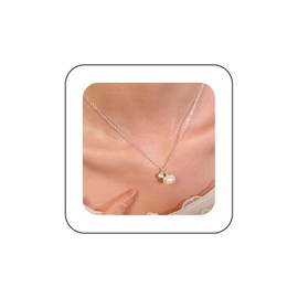 Cimenexe Bohemian Pearl Choker Necklace Silver Ball Bead Pendant Necklace Baroque Pearl Chain Necklace Minimalist Pearl Bead Necklace Jewelry for Women