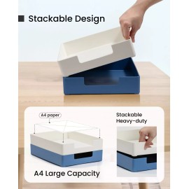 Unbranded Desk Letter Tray Set, 2 Pack A4 Size Plastic Stackable File Document Organizer