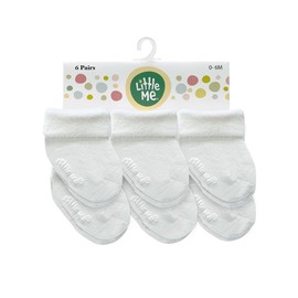 Little Me Baby Socks – 6-Pack Terry Turn Cuff Socks for Newborns, Infants & Babies, 0–6 Months