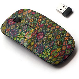 2.4G Wireless Mouse with Cute Pattern Design for All Laptops and Desktops with Nano Receiver - Colorful Vintage Floral