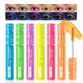 Gireatick Neon Mascara 6 Colors Fluorescent Mascaras Makeup, Waterproof and Smudgeproof, Volumizing and Lengthening Mascara for Daily Wear and Party Night