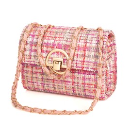 DFJXXX Clear Bag for Women Crossbody Stadium Approved handbag,Adjustable Shoulder Strap Clear Crossbody Purse for Concerts, Pink