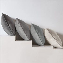 Topfinel Cushion Cover 17.7 x 17.7 inches (45 x 45 cm), Set of 4, Gradient, Stylish, Nordic, Velvet, Washable, Solid, Gray