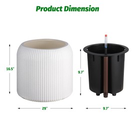 Hipicute 14 Inch Tall Self Watering Pots Set of 2 with Water Level Monitor, Tall Planters for Indoor and Outdoor Plants, Flower Pots for Living Room, Bedroom, Office, Patio, Porch, Garden, White