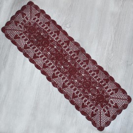 kilofly Handmade Crochet Lace Rectangular Table Runner 15 x 51 Inch, Red