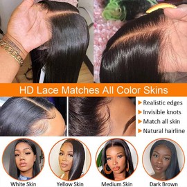 22 Inch Water Wave Human Hair Wig, 13 x 6 (33x15 cm) HD Lace Front Wig, Water Wave Curly Real Hair Wig for Women, Black Wigs, 100% Brazilian Real Hair Wigs with Baby Hair, 150% Density