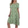 REGAI Womens Summer Dresses Casual Loose Tshirt Crew Neck Floral