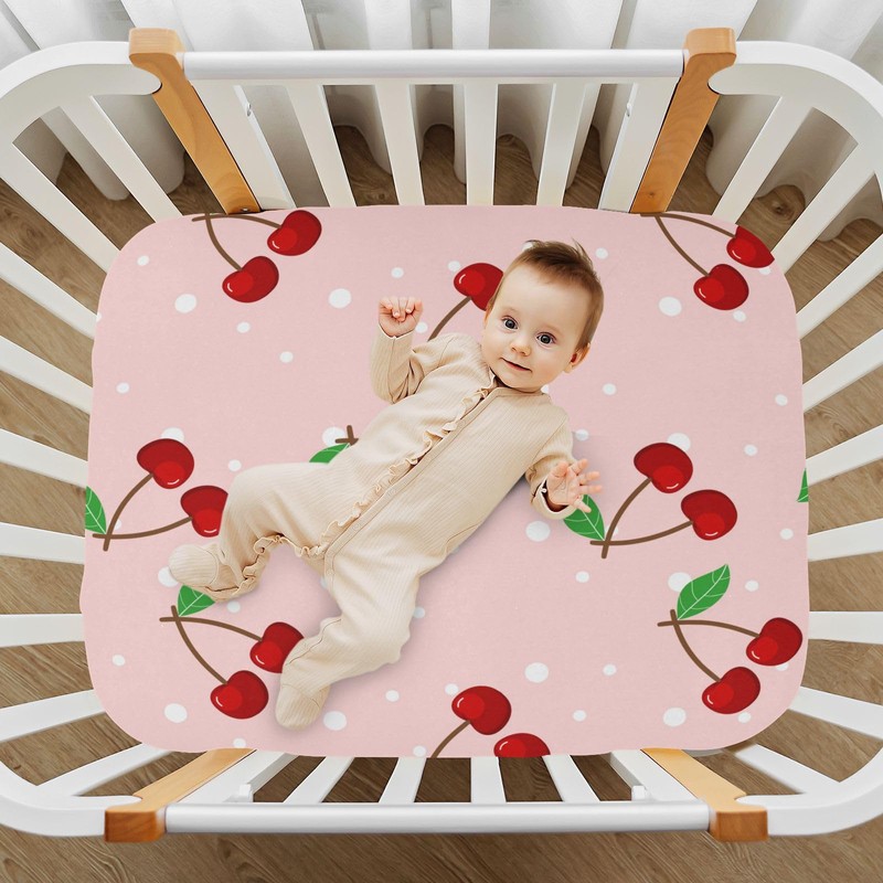 YEGAME Cherry Fitted Crib Sheets for Unisex Baby, Soft and