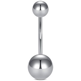 AceFun Belly Button Bars 8MM Belly Button Piercing Silver Belly Bars for Women Solid Titanium belly piercing Clicker Belly Button Ring Silver Navel bar for women