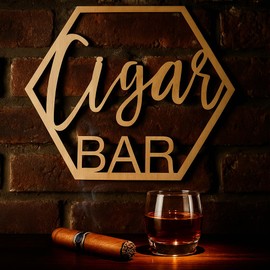 Koyal Wholesale Wood Cigar Bar Sign, Wedding Display, Party Banner, Event Decorations (Cigar Bar, 8.5" x 9.7", Wood)