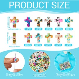 100 Pcs Turquoise Cross Beads Colorful Stone Cross Charms Synthetic Turquoise Stone Beads Easter Cross Crucifix Charms for Easter Holiday Bracelet Necklace Jewelry Making