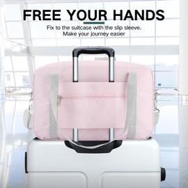 VAVOBIS for Ryanair Cabin Bags 40x20x25 Underseat Travel Bag Small Hand Luggage Bag Tote Carry On Duffle Bag Gym Beach Overnight Flight Bag Weekend Bags for Women Men，Pink(with Shoulder Strap)