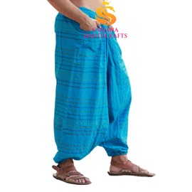 Sarjana Handicrafts Pantalones de algodón para hombre Harén Genie Dance Yoga Alibaba Hippie, Azul (Sky Blue), Talla única