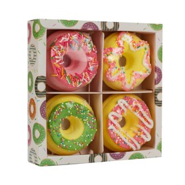 TOVINANNA 4pcs Assorted Color Doughnut Shape Sea Bombs Moisturizing Bath Balls for Skin Nourishment and Relaxation for Self-care and Gifting Random Style