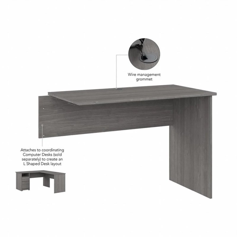 Pemberly Row Modern Desk Return in Modern Gray - Engineered
