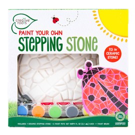 Creative Roots Mosaic Ladybug Stone, Includes 7-Inch Ceramic Stepping Stone & 6 Vibrant Paints, DIY Garden Stepping Stone Kit for Kids Ages 6+