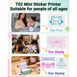 Print Pods Mini Printer - T02 Sticker Printer Portable Thermal Printer Inkless Printer Sticker Maker Machine Pocket Printer Phone Printer for Study Graphic, Anatomical Diagram, Photo, Green