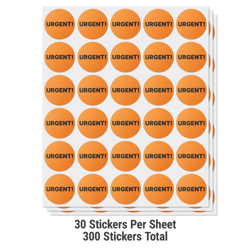 Urgent Labels (1.5 inch, Circle Dot - 300 Labels) Clear