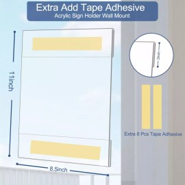 Wbtran Acrylic Sign Holder 8.5 x 11 - 8.5 X 11 inch Wall Mount Clear Plastic Paper S...