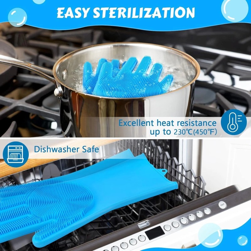Pecute Pet Grooming Gloves - Heat Resistant Silicone Gloves with