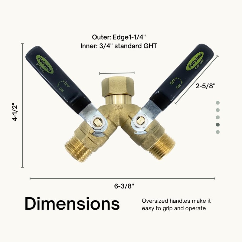 Fairview Industrial-Grade Garden Hose Splitter, Large Handles