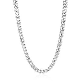SKENUDY 14K Gold/Silver 316L Waterproof Stainless Steel Necklace for Men, Cuban Chain, W: 8/9/6 mm, L: 18 inches +2, Hypoallergenic Jewellery, Birthday Gifts, Friends, Stainless Steel, No Gemstone