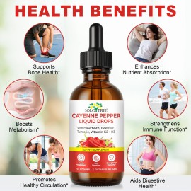 Cayenne Pepper Hawthorn Beet Root Turmeric Vitamin K2+D3 Liquid Drops 60ML