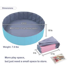 4 Feet Ball Pit for Kids/Baby Play Yard/Fence, Holds Over 600 Balls, Folding Portable, No Need Inflate, More Than 12 Sq.ft Play Space, Light Blue