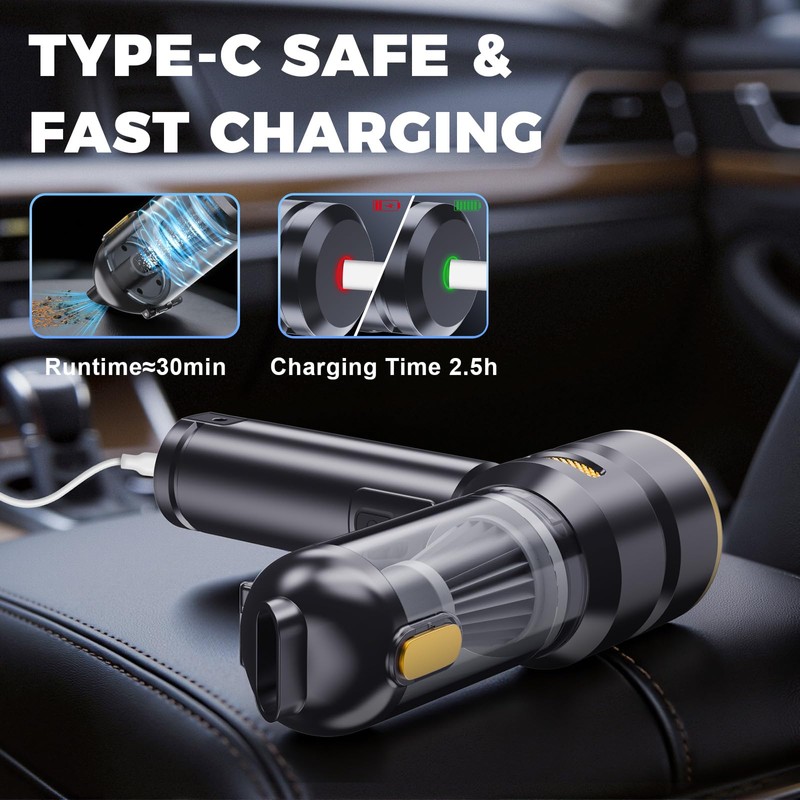 Portable Cordless Mini Handheld Car Vacuum Cleaner,With Digital Display