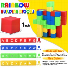 Large 1 Inch Magnetic Blocks for Toddler Toys, Letter Math Alphabet Magnets Sensory STEM Building Block for Boys Girls with Graph, Magic Magnetic 3D Puzzle Cubes Educational Learning Toy 32 Pack