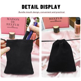 YancLife Pack of 20 Velvet Bags Jewellery Bags Velvet Bags 12 x 15 cm Velvet Bag Gift Bag Portable Durable Drawstring Jewellery Bag Wedding Bag Party Bag Storage Bag (Black)