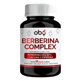 Berberina Hcl 97 1000mg Potenciada Con Piperina Y Curcuma  Glucontrol  Oby Berberine Complex 60 capsulas  Vitaminas Mujer Y Hombre                    