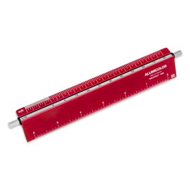 Alumicolor Select-a-Scale Architect Drafting Tool w/Rotating Calibration Rod (6IN, Red)