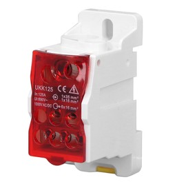 Uadme Terminal Block DIN Rail, 690 V 125 A DIN Rail Junction Box, Universal Connection Box, for Power Distribution Cabinets, Distribution Boxes and Various High Voltage Cabinets, Red