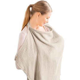 Cubierta de lactancia materna, poncho de cubierta de lactancia de algodón de privacidad, 360 grados, transpirable, cómoda cobertura de lactancia materna con correas ajustables, Funda de lactancia (Caqui)