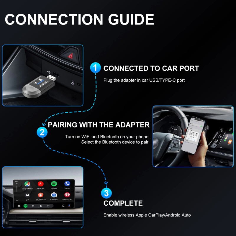 Universal 2 in 1 Wireless Carplay Adapter Android Auto Adapter