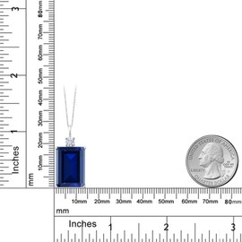 Gem Stone King 925 Sterling Silver Created Sapphire and White Moissanite Pendant Necklace For