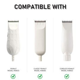 2 Pack Professional Peanut Replacement Blades with 4 Professional Clipper Guards, Precision Ground for Smooth Cutting, Snap-On Design, Compatible with Wahl Peanut Clipper/Trimmer #2068-300, White