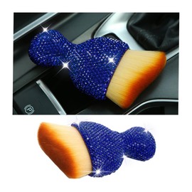 zipelo Auto Interior Dust Brush, Car Detailing Cleaning Brush with Diamond, Bling Handle Soft Bristles Dusting Tool, Scratch Free Dirt Clean Brushes for Vehicle Dashboard, Air Conditioner Vent (Blue)