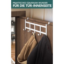 4smile Door Coat Rack for Hanging Inside - White Door Coat Rack for Back Door - Space Saving Door Hooks as Coat Hooks Door Inside with Non-Slip and Felt Pads